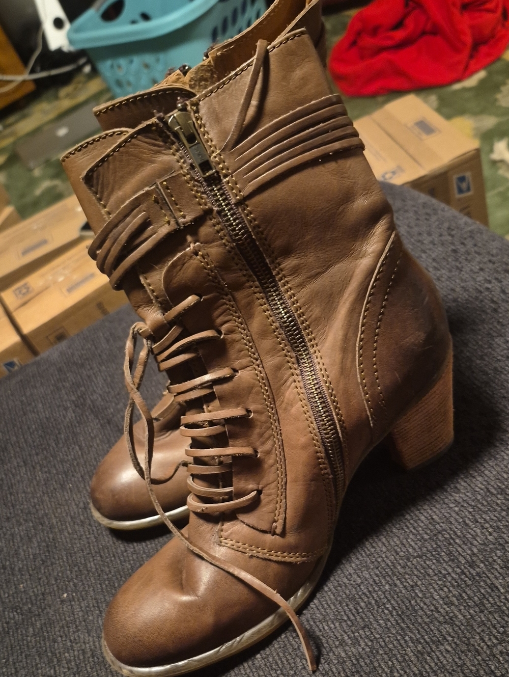 Born Brown Lace-Up Heeled Ankle Boots